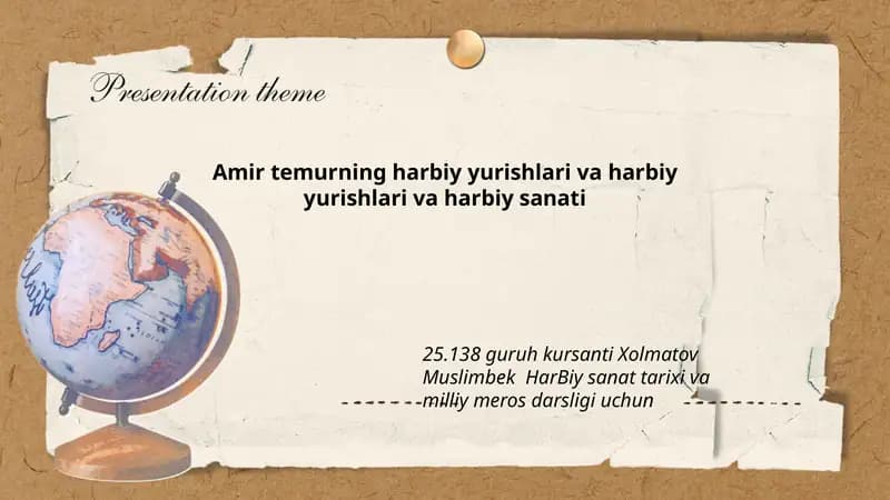 Harbiy sanat tarixi va milliy meros darsligi