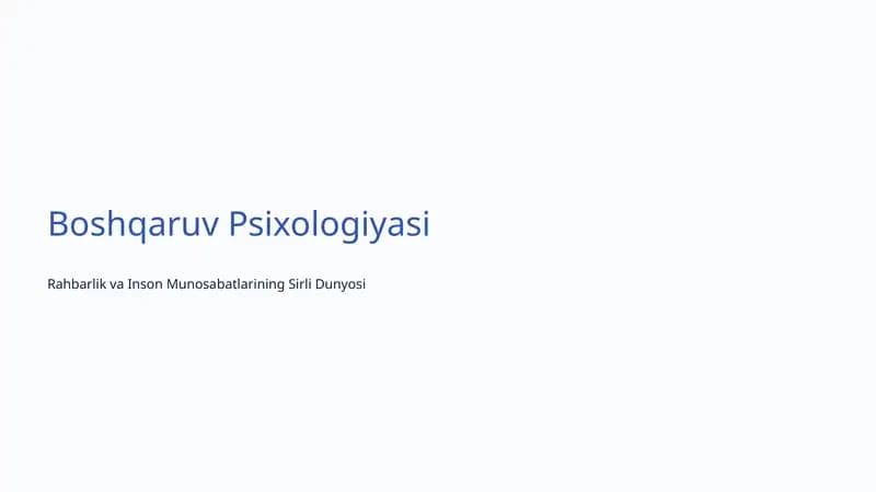 Boshqaruv Psixologiyasi