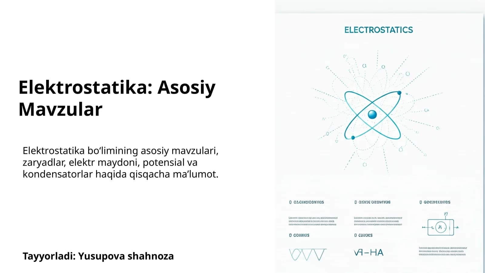 Elektrostatika: Asosiy Mavzular