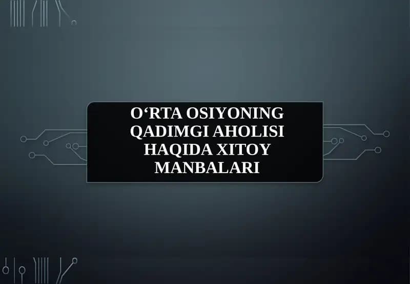 O‘rta Osiyoning qadimgi aholisi haqida Xitoy manbalari