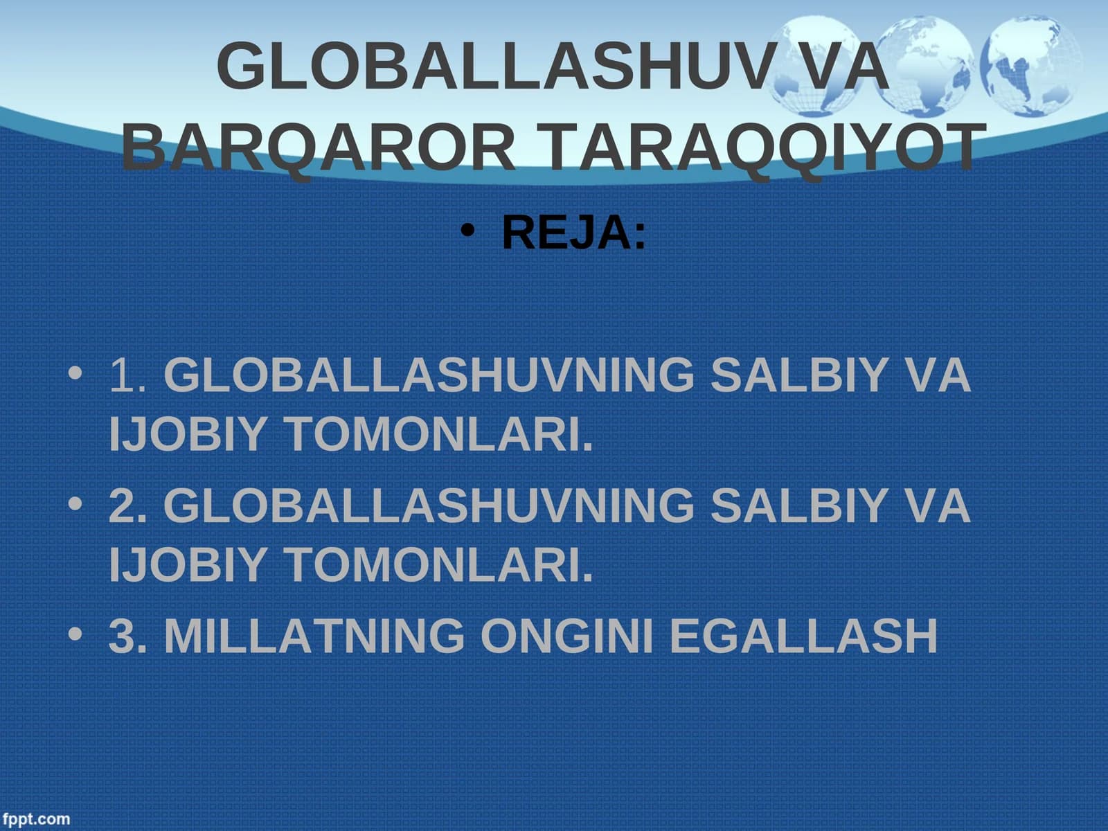 Globallashuv va Barqaror Taraqqiyot