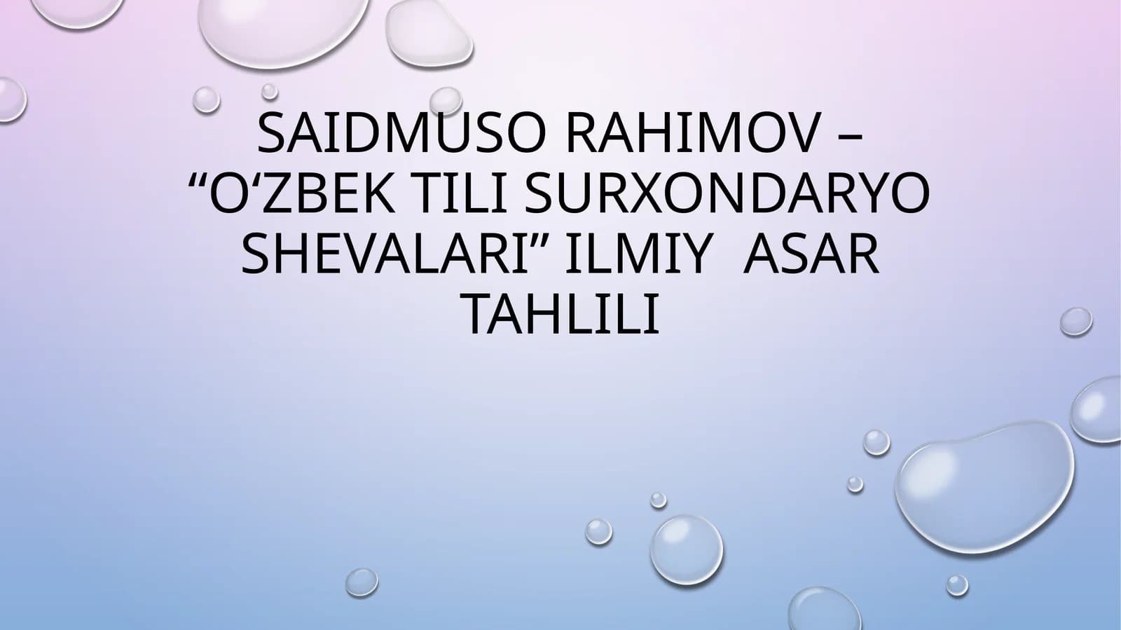 O‘zbek tili Surxondaryo shevalari