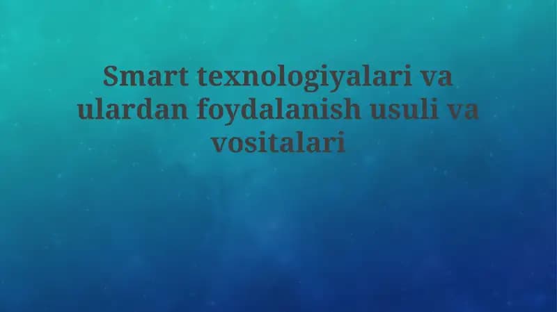 Aqlli Texnologiyalar