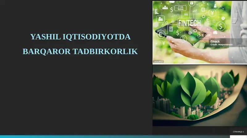 YASHIL IQTISODIYOTDA BARQAROR TADBIRKORLIK