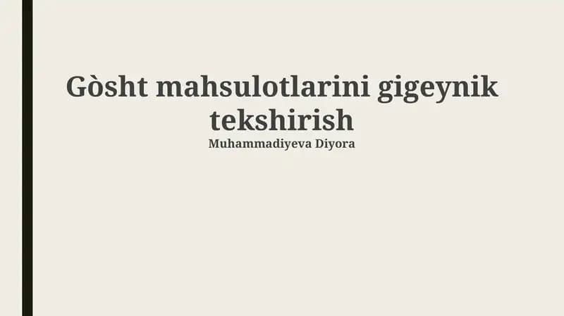 Go'sht mahsulotlari ekspertizasi