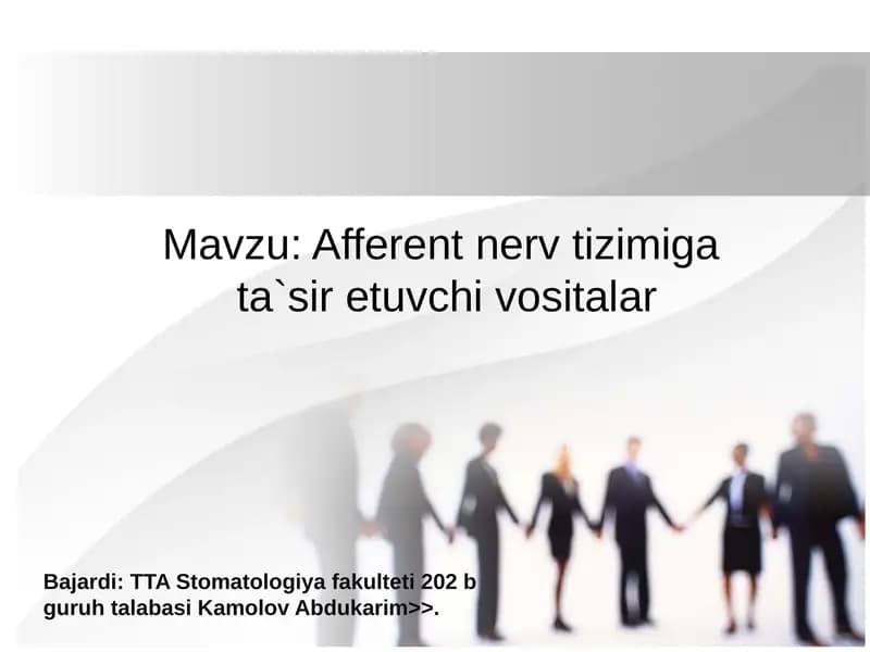 AFFERENT INNERVATSIYAGA TA’SIRETUVCHI DORILAR