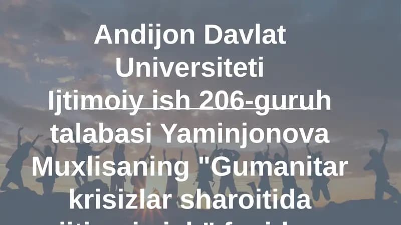 "Gumanitarkrisizlar sharoiti hjtimoiyish"