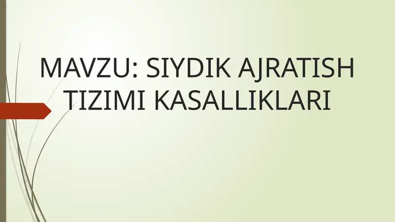 SIYDIK AJRATISH TIZIMI KASALLIKLARI