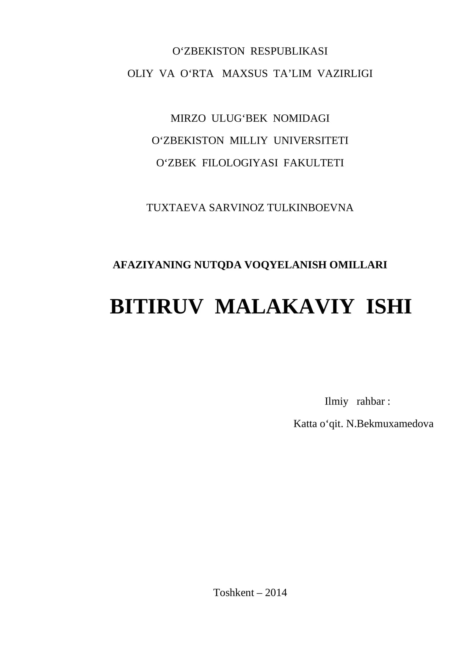 AFAZIYANING NUTQDA VOQYELANISH OMILLARI