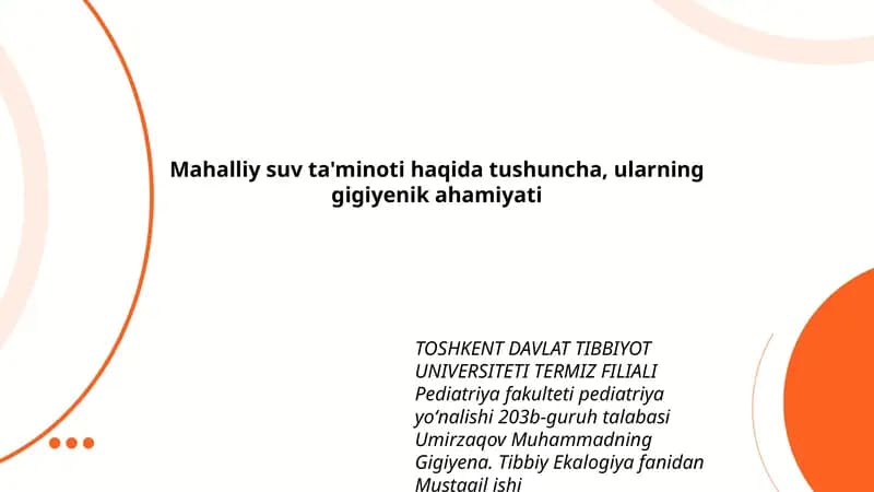 Gigiyena va Tibbiy Ekalogiya