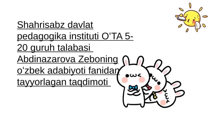 Mirzo Kenjabek sheʼrlarini tahlili