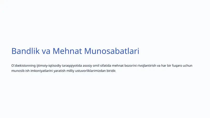 Bandlik va Mehnat Munosabatlari