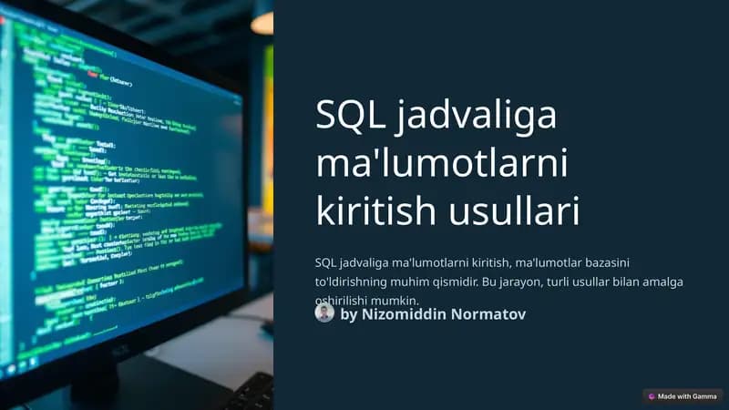 SQL jadvaliga ma'lumotlarni kiritish usullari