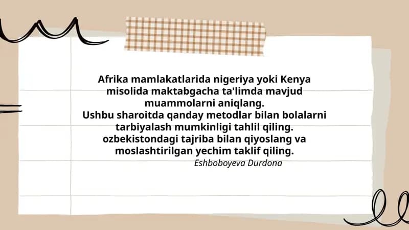 Maktabgacha ta'limning muammolari
