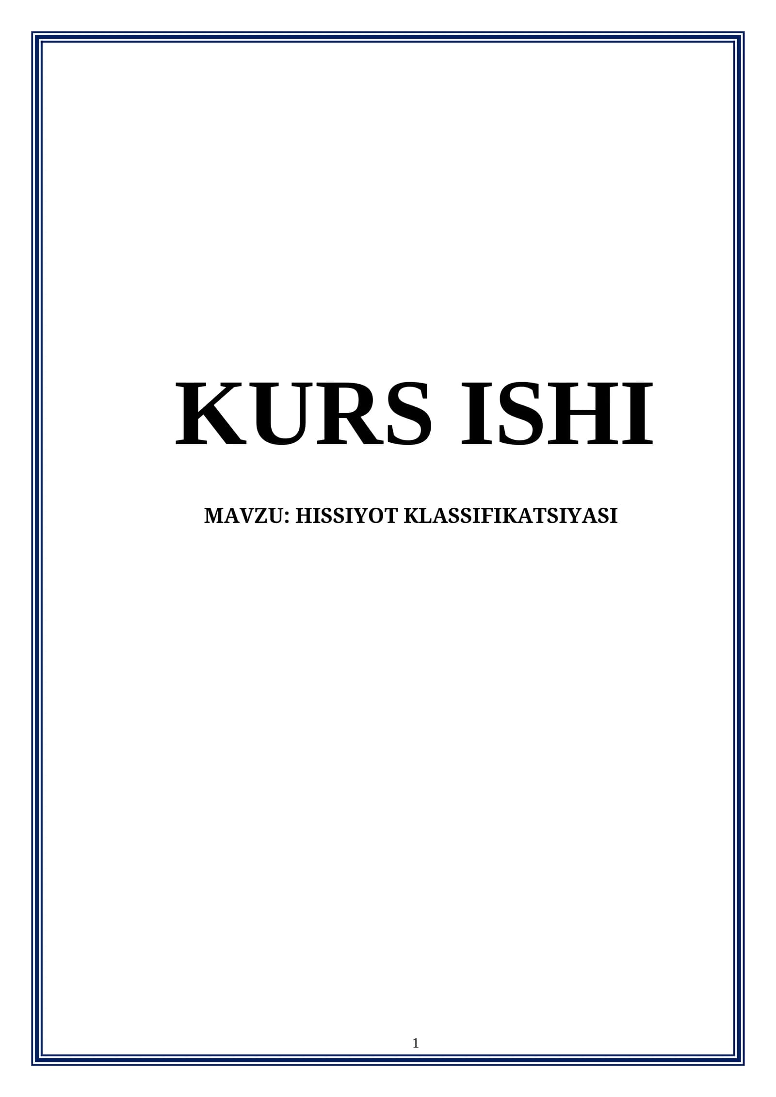 HISSIYOT KLASSIFIKATSIYASI