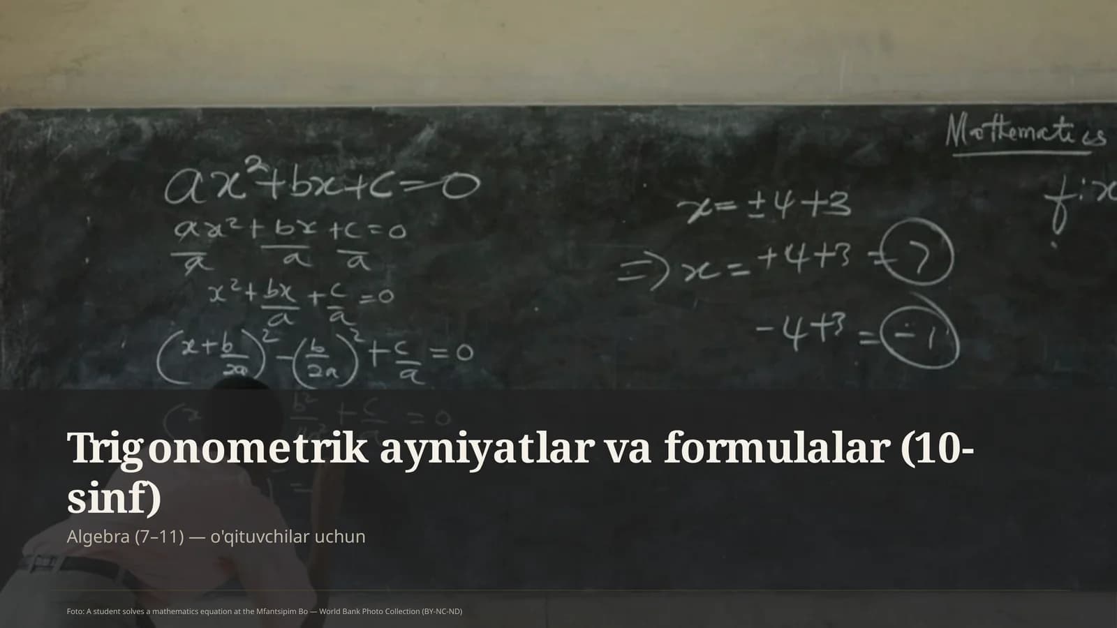 Trigonometrik ayniyatlar va formulalar (10-sinf)