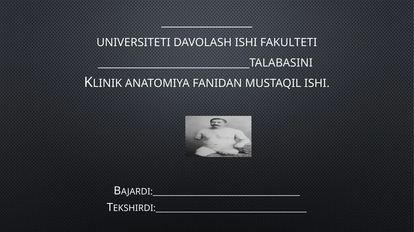 Klinik Anatomiya Fanidan Mustaqilishi