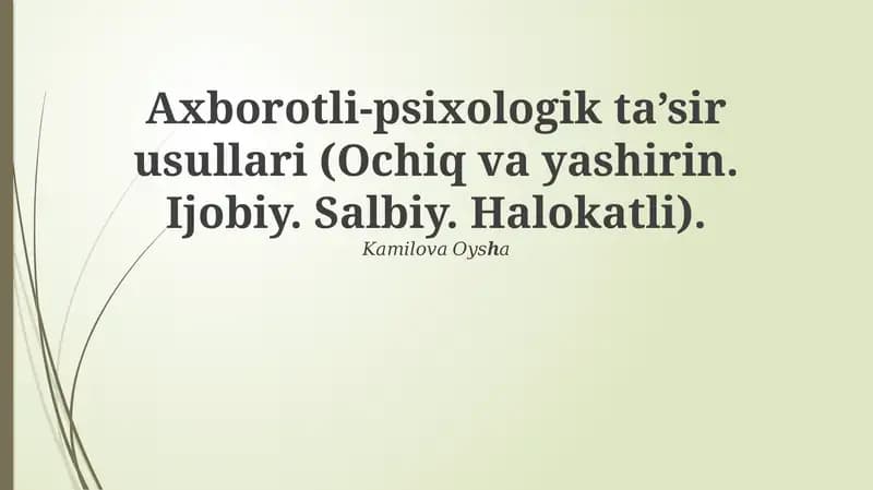 Axborotli-psixologik ta’sir usullari