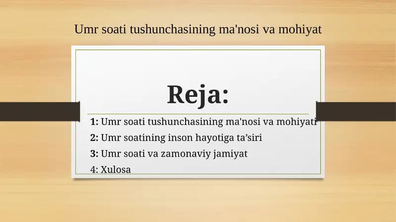 Umr soati tushunchasining ma'nosi va mohiyati
