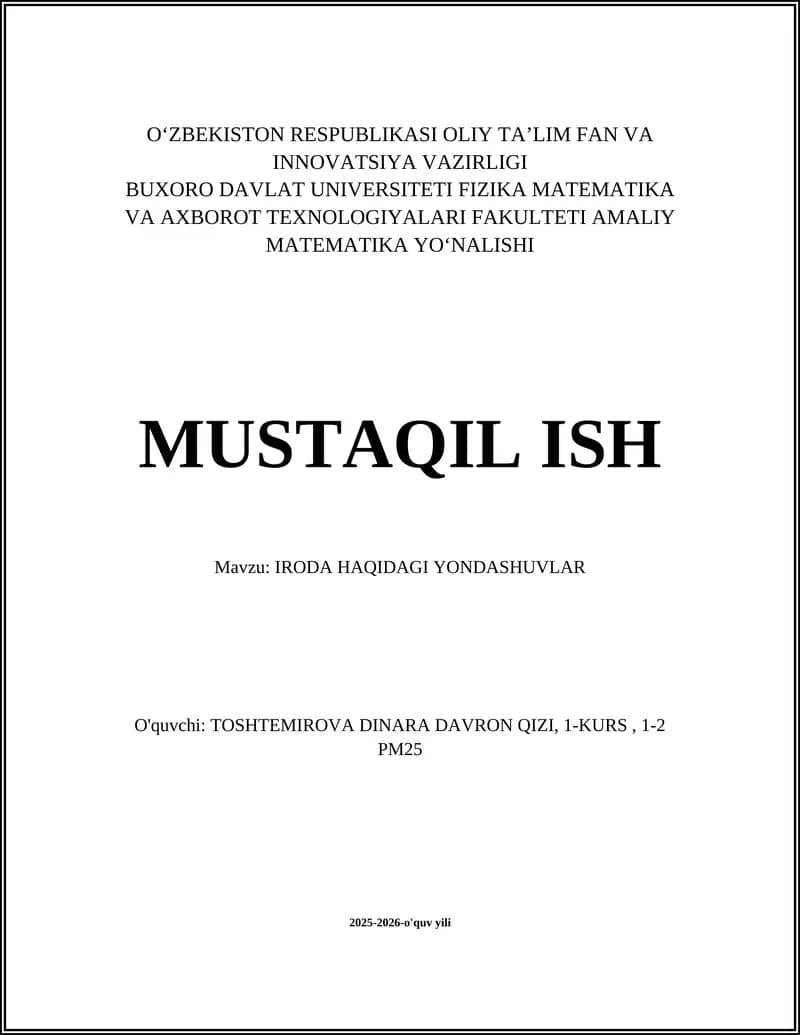 IRODA HAQIDAGI YONDASHUVLAR