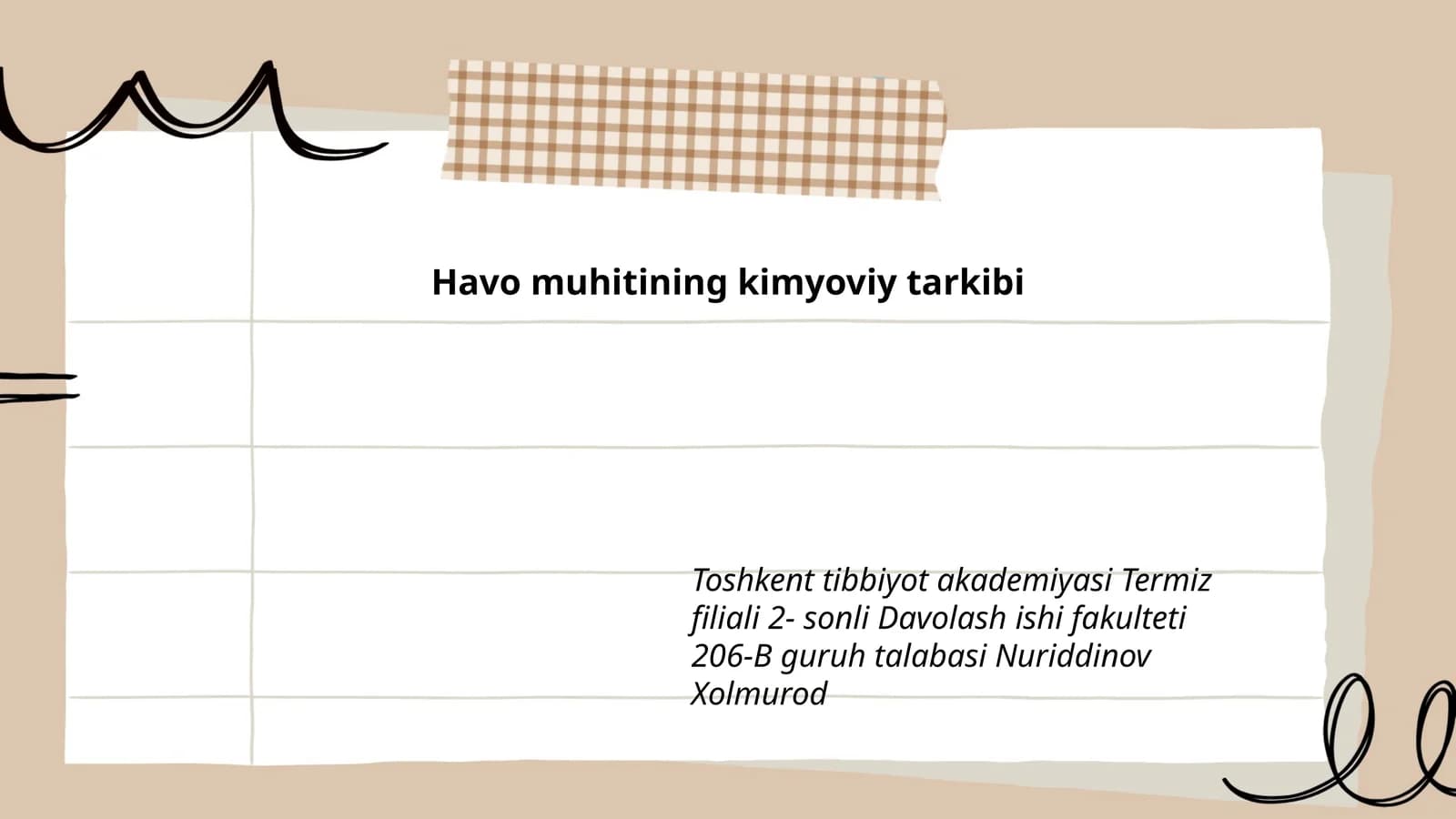 Havo tarkibi va uning kimyoviy elementlari