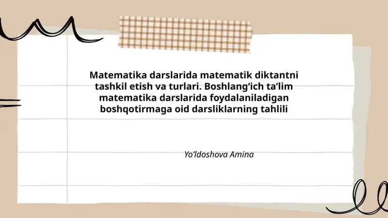 Boshlang‘ich ta’limda matematika