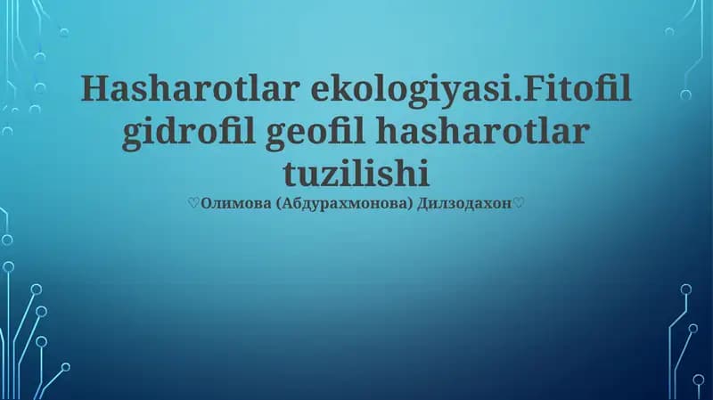 Hasharotlar ekologiyasi