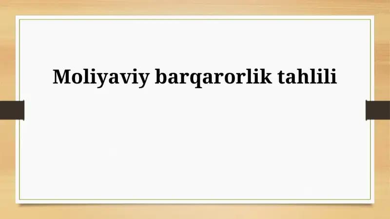 Moliyaviy barqarorlik tahlili