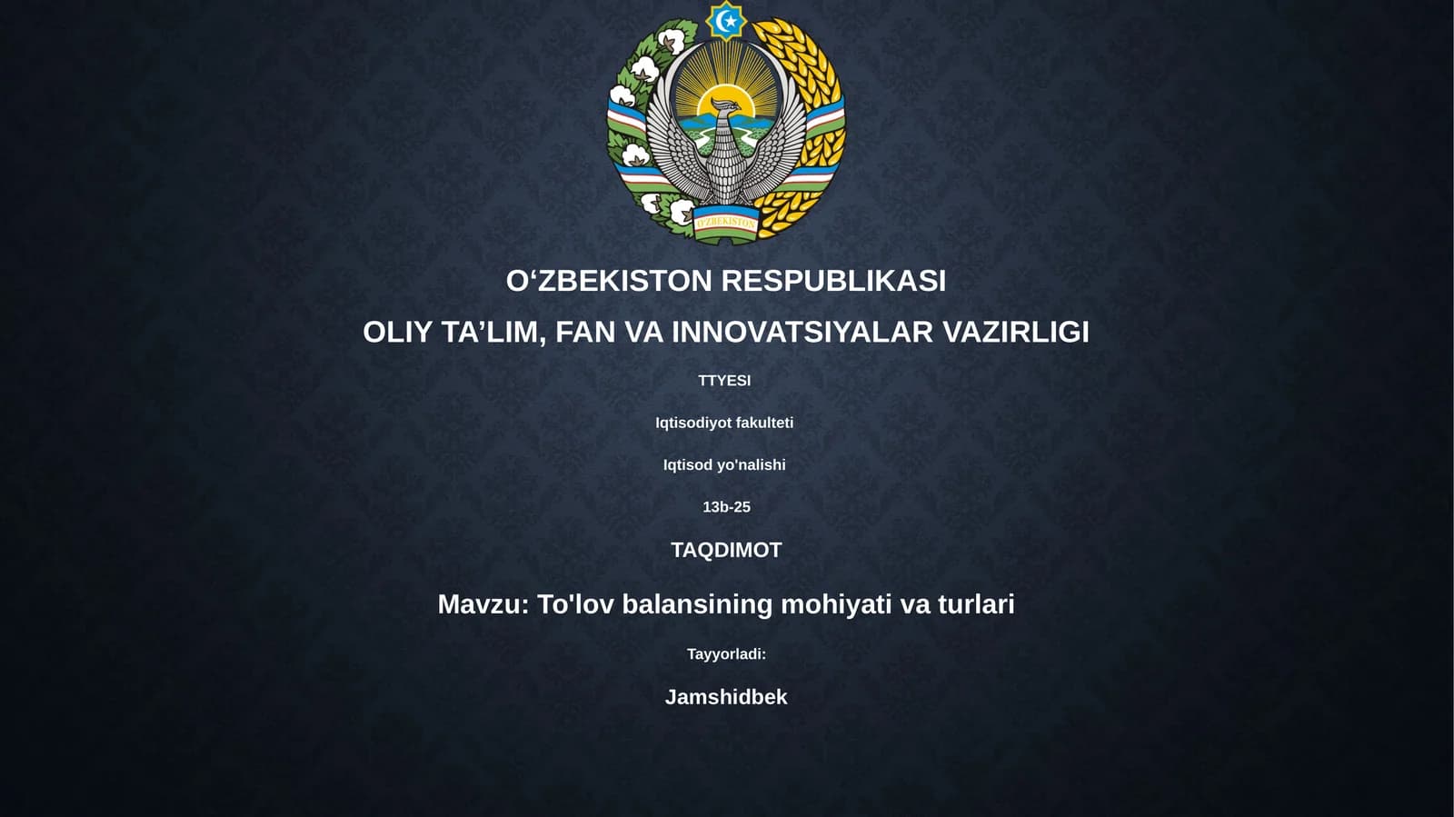 To'lov balansining mohiyati va turlari