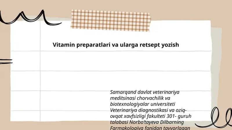 Vitamin preparatlari va ularga retsept yozish