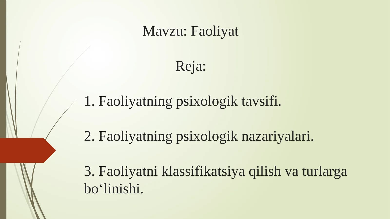 Faoliyatning psixologik tavsifi