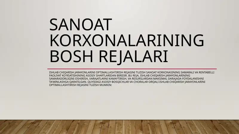 Sanoat korxonalarining bosh rejalari