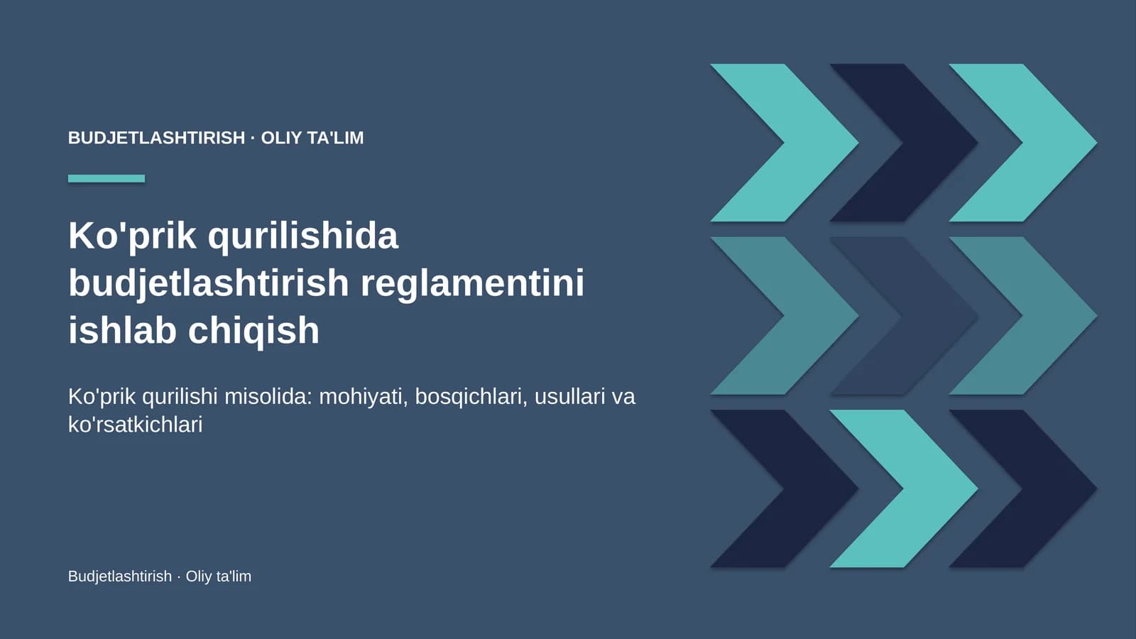 Ko'prik qurilishida budjetlashtirish reglamentini ishlab chiqish