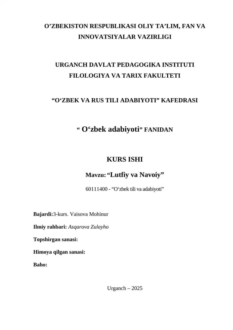 "Lutfiy va Navoiy"