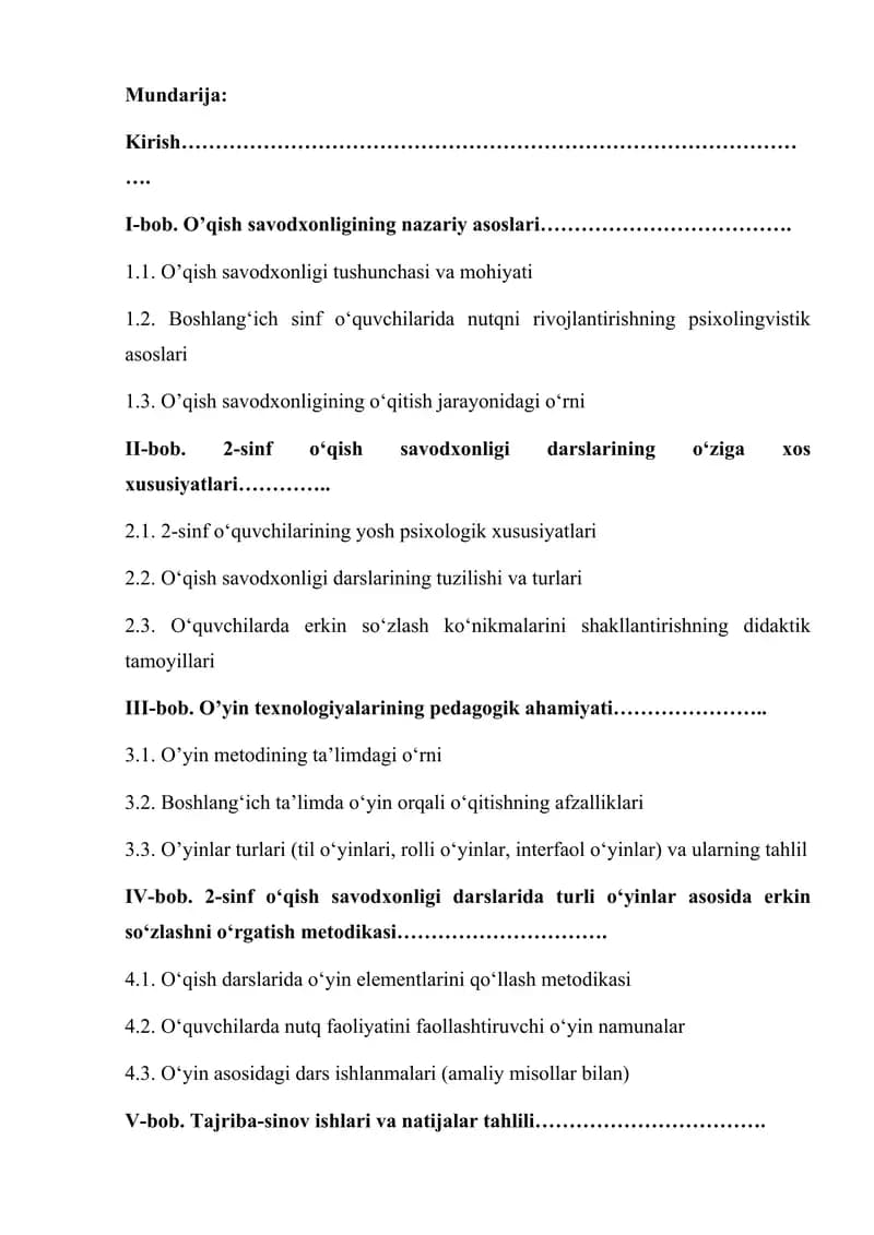 O'qish savodxonligi darslari