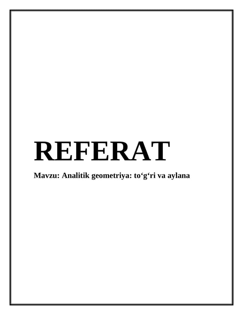 Analitik geometriya: to‘g‘ri va aylana