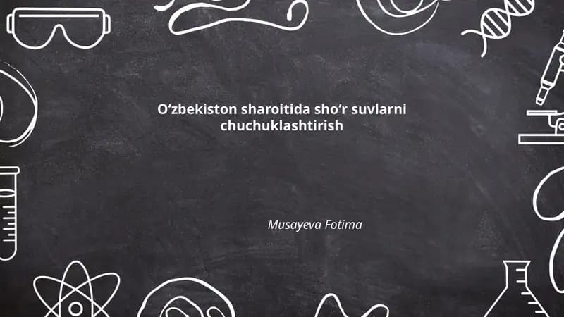 Oʻzbekiston sharoitida shoʻr suvlarni chuchuklashtirish