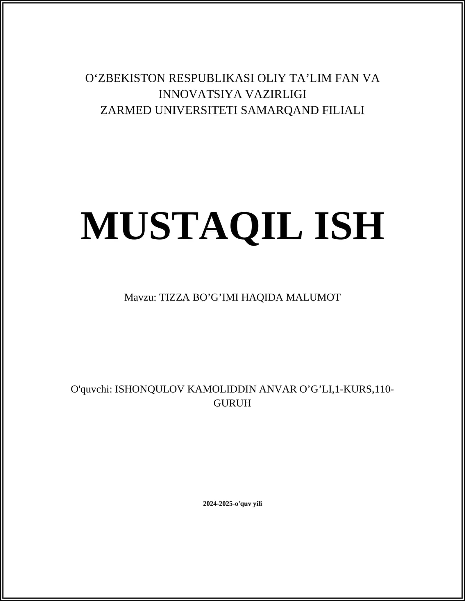 Tizza bo'g'imi anatomiyasi