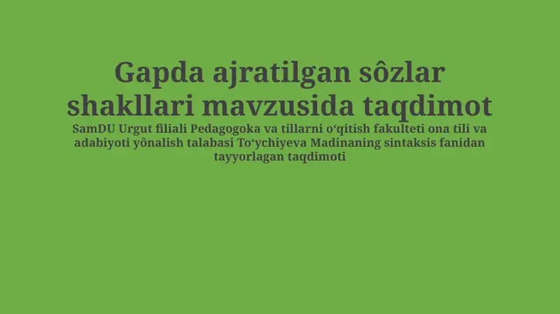 Ajratilgan So'z Shakillari Turlari