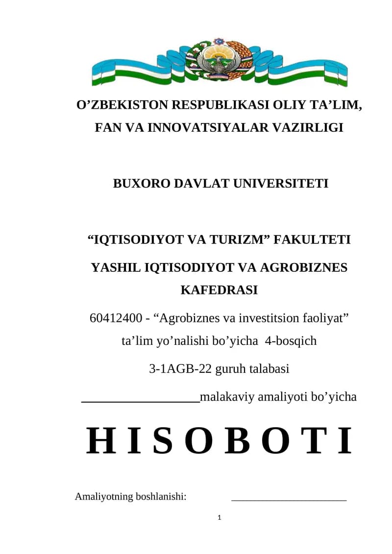 Agrobiznes va investitsion faoliyat