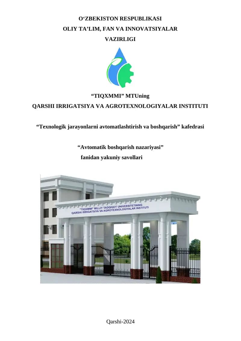 Avtomatik boshqarish nazariyasi