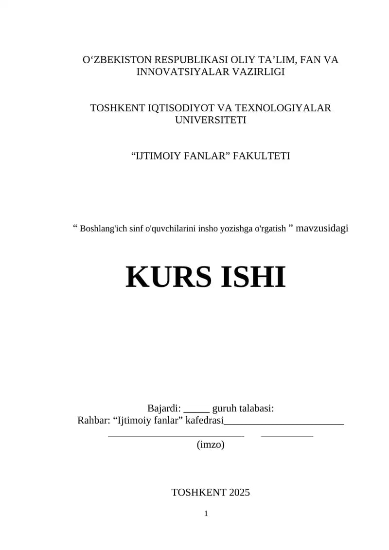 Boshlang'ich sinf o'quvchilarini insho yozishga o'rgatish