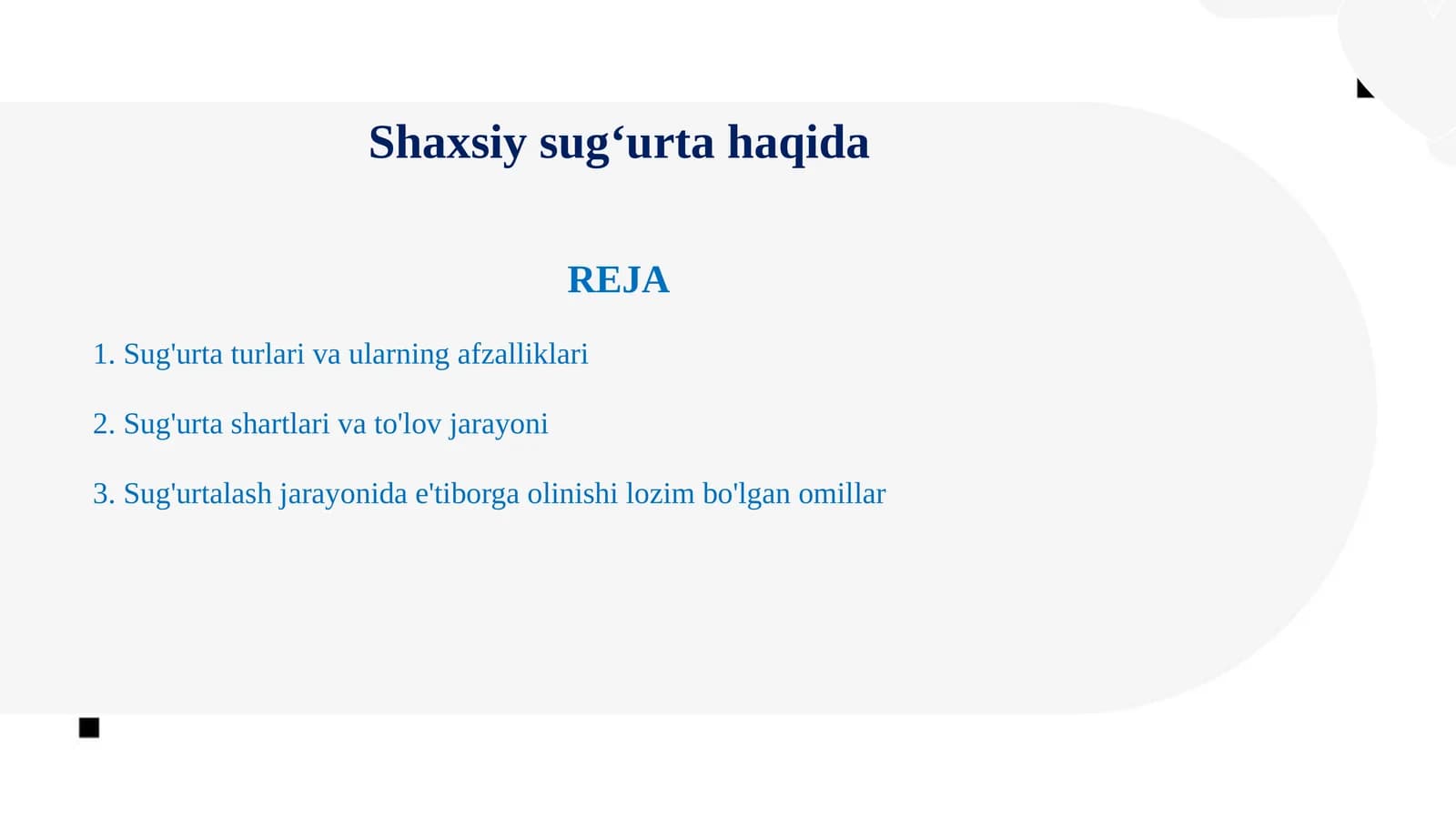 Shaxsiy sug‘urta haqida