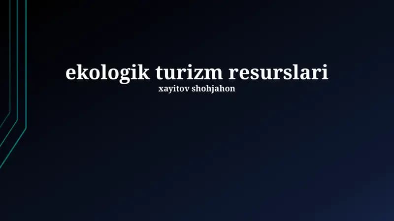 Ekologik Turizm Resurslari