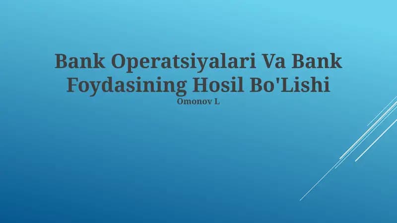 Asosiy bank operatsiyalari
