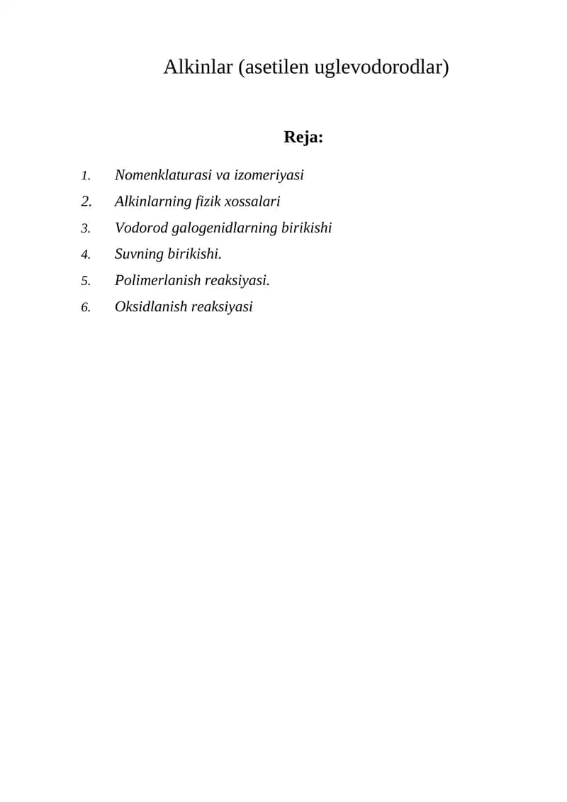 Alkinlar (asetilen uglevodorodlar)