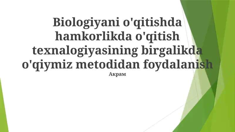 Birga O'qiymiz metodidan foydalanish