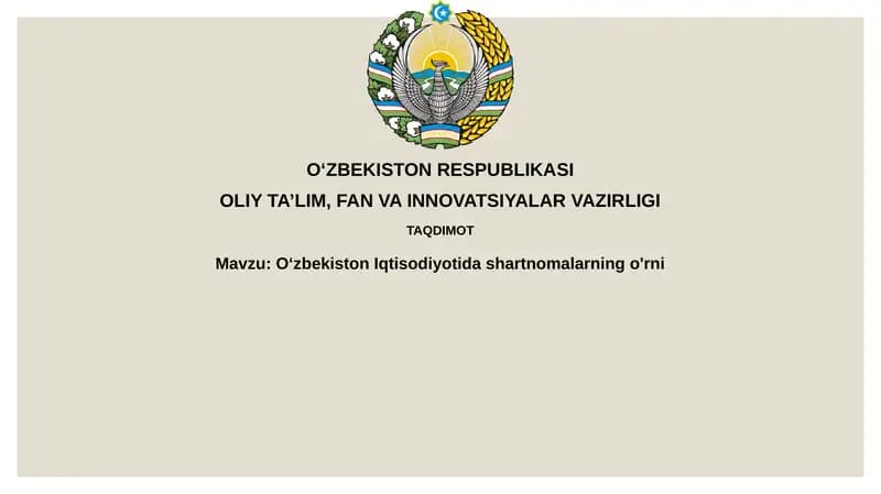 Uzbekiston Iqtisodiyotida shartnomalar