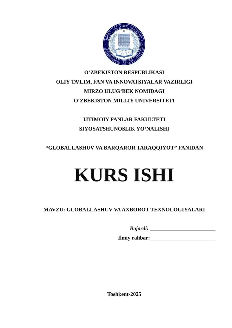 GLOBALLASHUV VA AXBOROT TEXNOLOGIYALARI