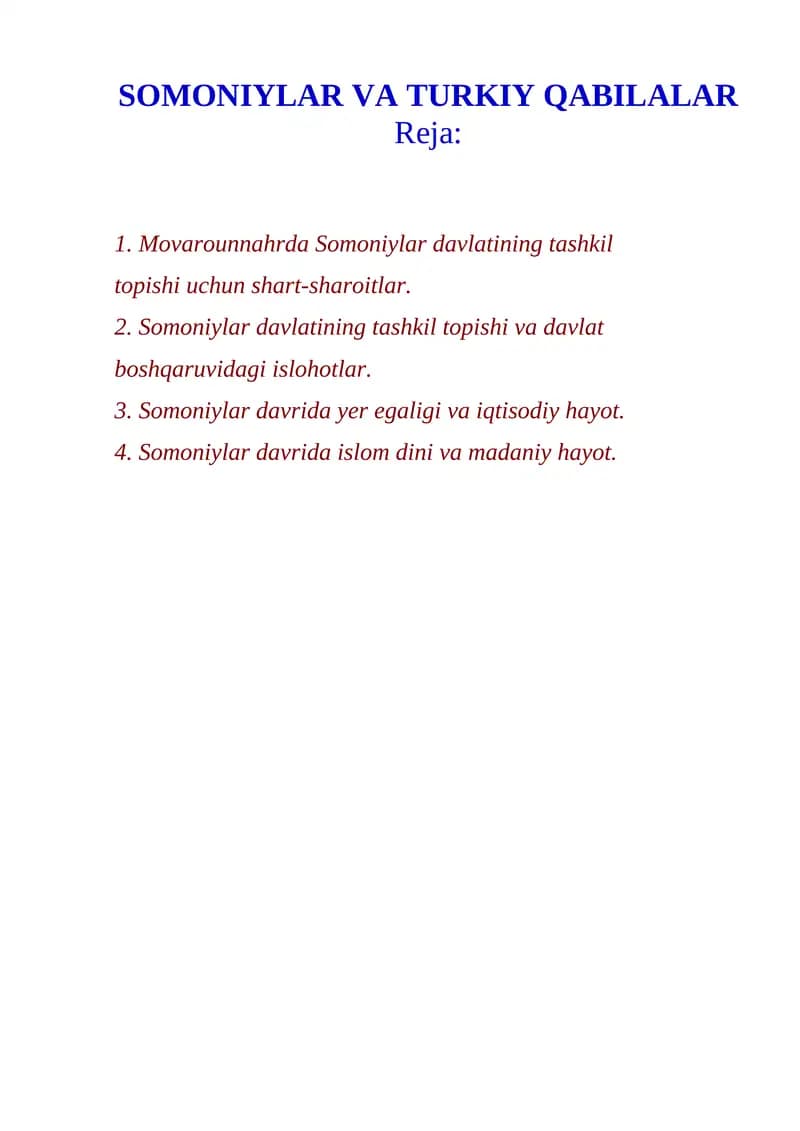 Somoniyalar va Turkiy qabilalar